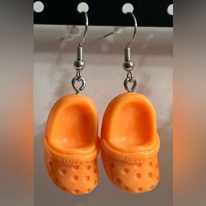 Handmade Love Croc Clogs Orange Earrings Brand New